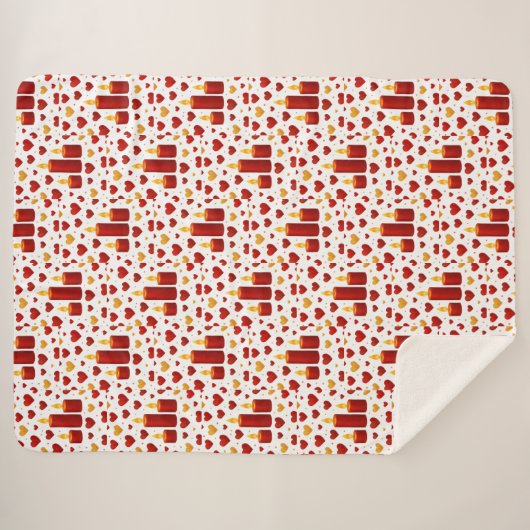 "Seamless Red & Gold Candlelight Hearts Pattern – Sherpadecke (Vorderseite (Horizontal))
