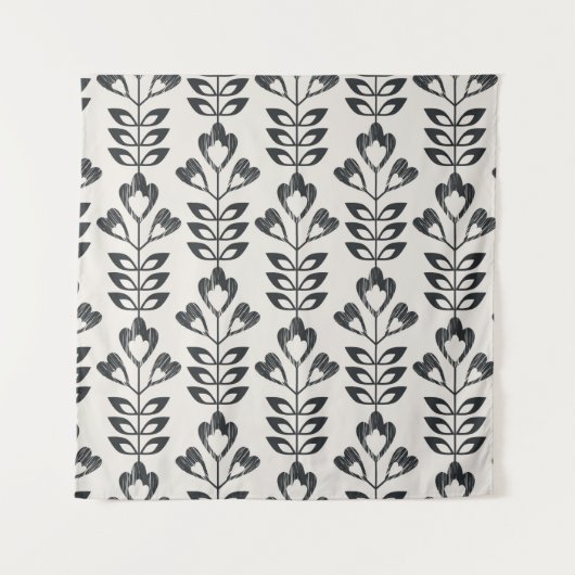 seamless retro pattern with abstract flowers and l wandteppich (Vorderseite)