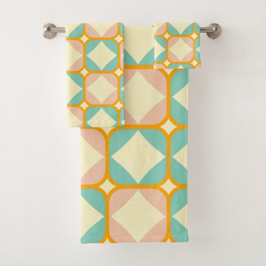 Seamless retro pattern with rounded squares badhandtuch set (Insitu)