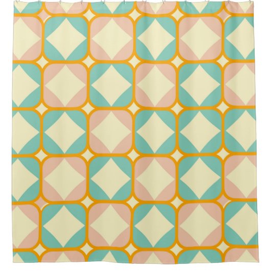 Seamless retro pattern with rounded squares duschvorhang (Vorderseite)