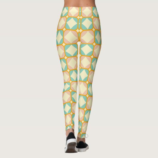 Seamless retro pattern with rounded squares leggings (Rückseite)