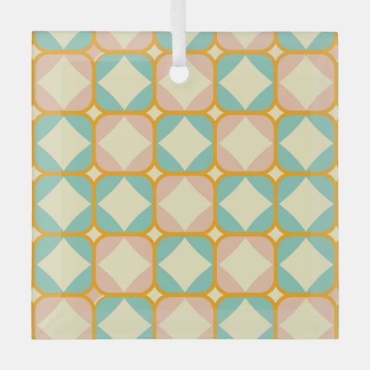 Seamless retro pattern with rounded squares ornament aus glas (Vorderseite)