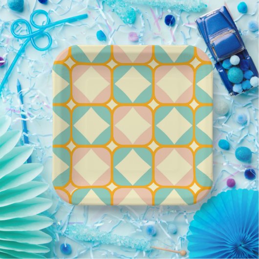 Seamless retro pattern with rounded squares pappteller (Party)