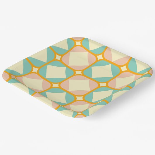 Seamless retro pattern with rounded squares pappteller (Gewinkelt)