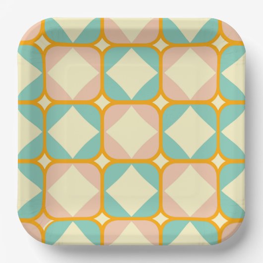 Seamless retro pattern with rounded squares pappteller (Vorderseite)