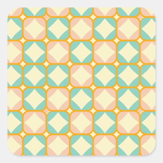 Seamless retro pattern with rounded squares quadratischer aufkleber (Vorderseite)