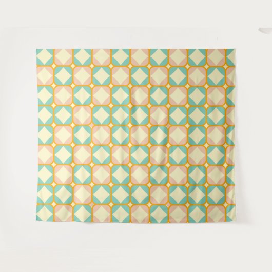 Seamless retro pattern with rounded squares wandteppich (Vorderseite (Horizontal))