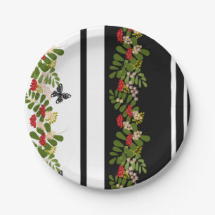 Seamless rowanberry berry flowers floral butterfly pappteller