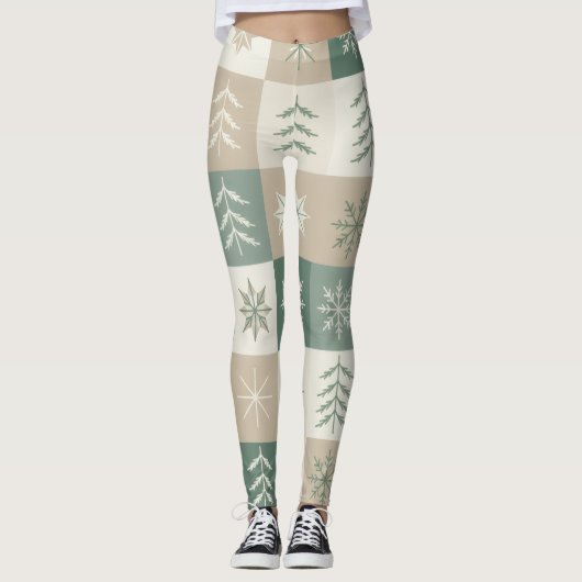 Seamless Scandinavian Christmas tree pattern Leggings (Vorderseite)