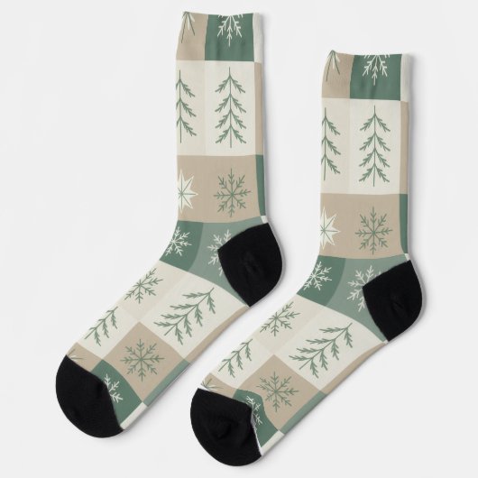 Seamless Scandinavian Christmas tree pattern Socken (Linkes Detail)