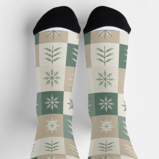 Seamless Scandinavian Christmas tree pattern Socken (Oben)