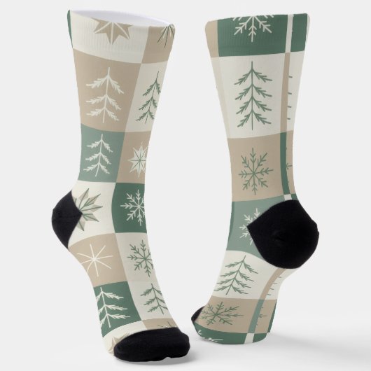 Seamless Scandinavian Christmas tree pattern Socken (Gewinkelt)