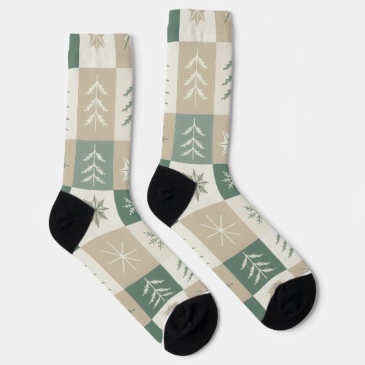 Seamless Scandinavian Christmas tree pattern Socken (Rechts)