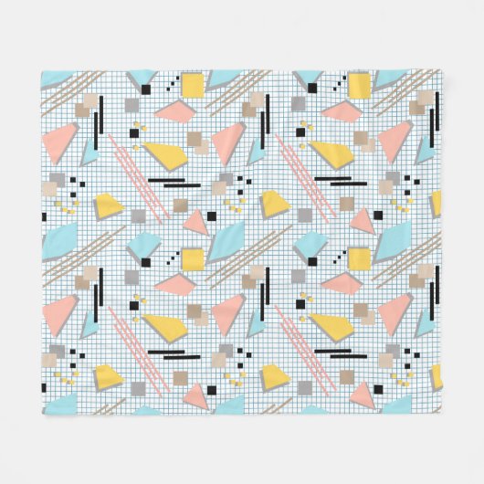 Seamless school geometric memphis shapes pattern s fleecedecke (Vorderseite (Horizontal))