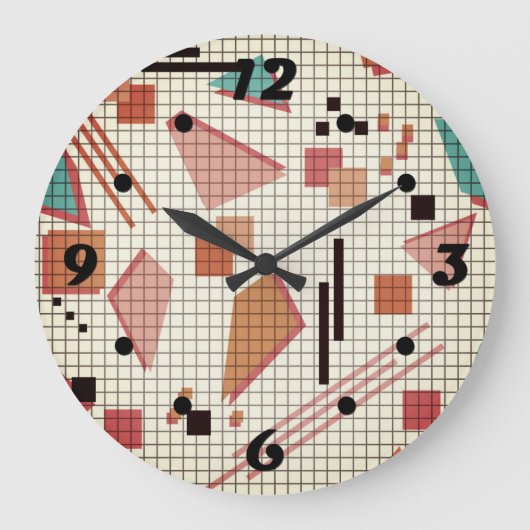 Seamless school geometric memphis shapes pattern s große wanduhr (Vorderseite)