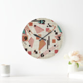 Seamless school geometric memphis shapes pattern s große wanduhr (Zuhause)