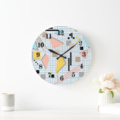 Seamless school geometric memphis shapes pattern s große wanduhr (Zuhause)