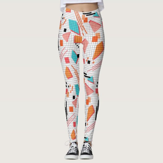 Seamless school geometric memphis shapes pattern s leggings (Vorderseite)