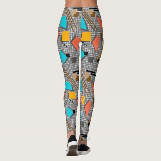 Seamless school geometric memphis shapes pattern s leggings (Rückseite)
