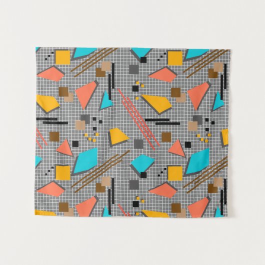 Seamless school geometric memphis shapes pattern s wandteppich (Vorderseite (Horizontal))