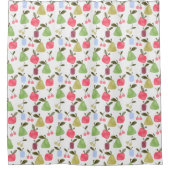 Seamless scratched cartoon frucht apples pears duschvorhang (Vorderseite)
