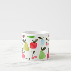 Seamless scratched cartoon frucht apples pears espressotasse