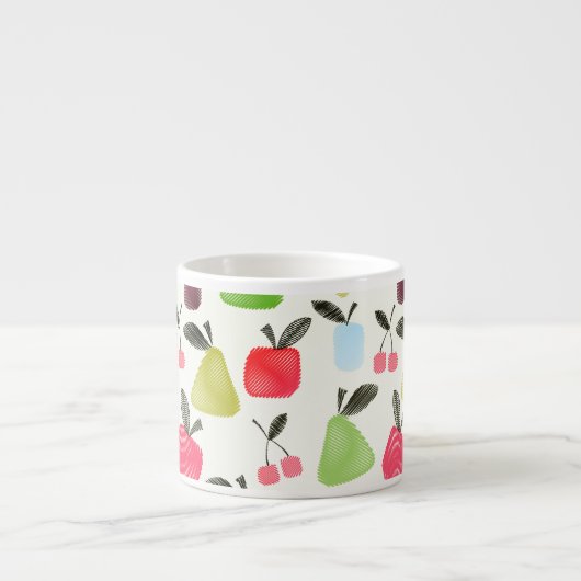 Seamless scratched cartoon frucht apples pears espressotasse (Vorderseite)
