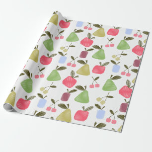 Seamless scratched cartoon frucht apples pears geschenkpapier