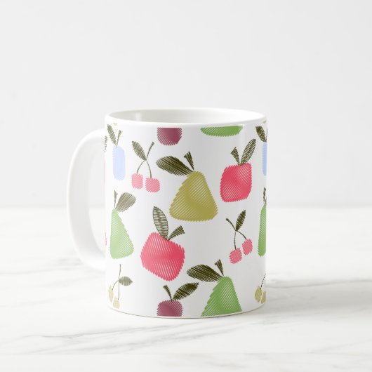 Seamless scratched cartoon frucht apples pears kaffeetasse (Vorderseite Links)