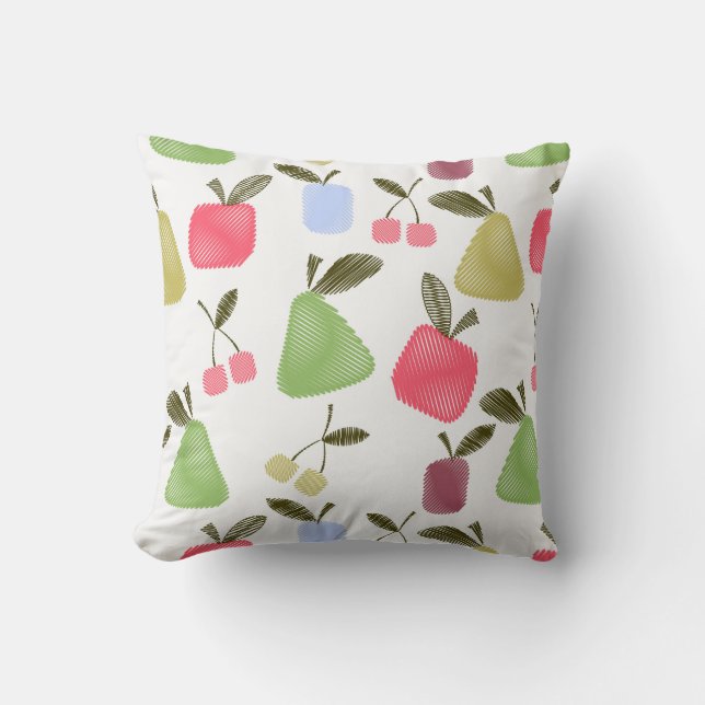 Seamless scratched cartoon frucht apples pears kissen (Vorderseite)