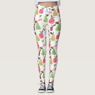 Seamless scratched cartoon frucht apples pears leggings