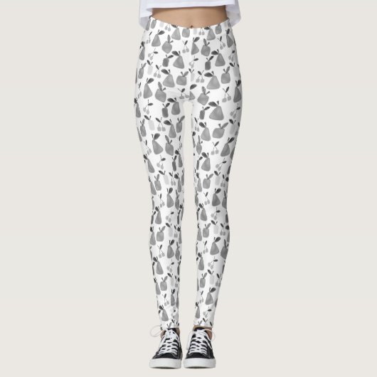 Seamless scratched cartoon frucht apples pears leggings (Vorderseite)