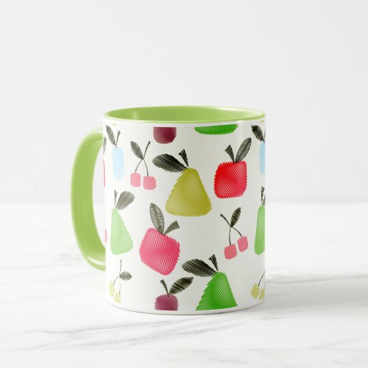 Seamless scratched cartoon frucht apples pears tasse (Vorderseite Links)