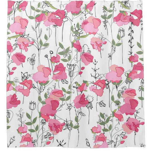 Seamless season pattern with sweet pea. Endless te Duschvorhang (Vorderseite)