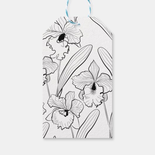 Seamless sketted Orchid Cattleya Blume tropisch Geschenkanhänger (Rückseite)