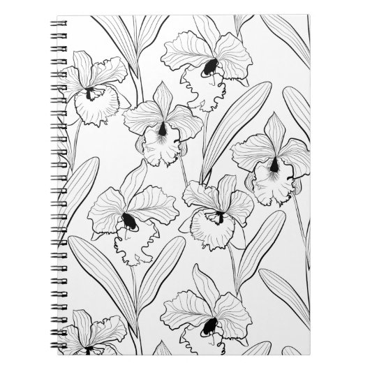 Seamless sketted Orchid Cattleya Blume tropisch Notizblock (Vorderseite)