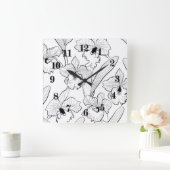 Seamless sketted Orchid Cattleya Blume tropisch Quadratische Wanduhr (Zuhause)