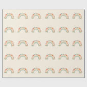 Seamless Smiling Flowers Pastel Rainbow Pattern Geschenkpapier (Flach)