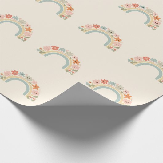 Seamless Smiling Flowers Pastel Rainbow Pattern Geschenkpapier (Ecke)