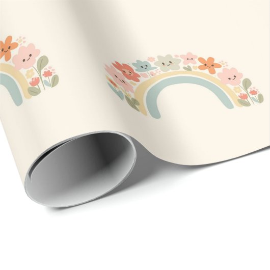 Seamless Smiling Flowers Pastel Rainbow Pattern Geschenkpapier (Rolleneckpunkt)