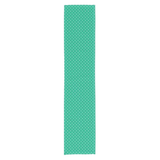 Seamless solid teal polka dot pattern kurzer tischläufer (Vorderseite)