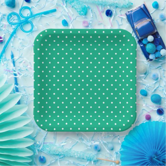 Seamless solid teal polka dot pattern pappteller (Party)