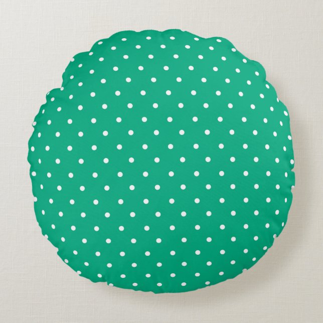 Seamless solid teal polka dot pattern rundes kissen (Vorderseite)