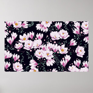 Seamless spring pattern with magnolias. poster