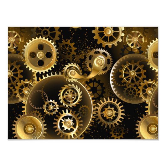 Seamless Steampunk Brass Gears Fotodruck (Vorne)