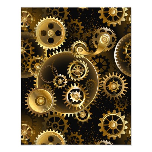 Seamless Steampunk Brass Gears Fotodruck (Vorne)