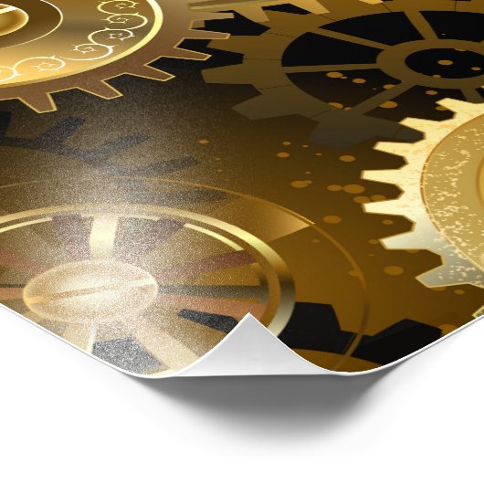 Seamless Steampunk Brass Gears Fotodruck (Ecke)