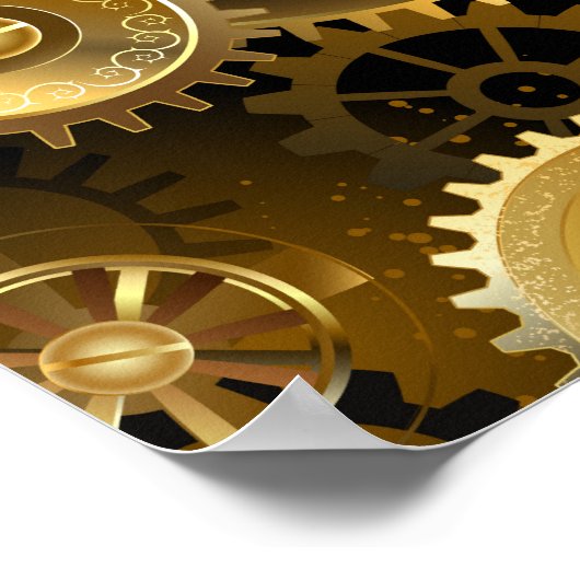 Seamless Steampunk Brass Gears Poster (Ecke)