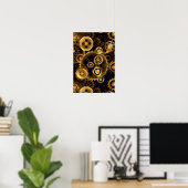 Seamless Steampunk Brass Gears Poster (Heimbüro)