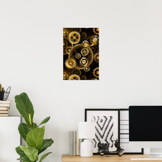 Seamless Steampunk Brass Gears Poster (Heimbüro)